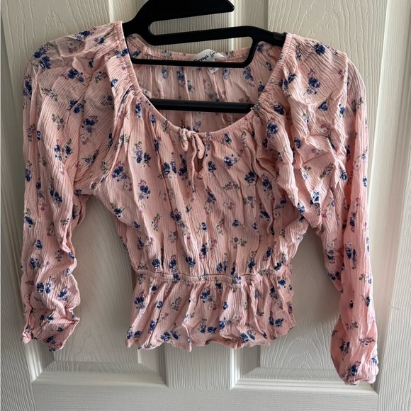 Floral Pink Long Sleeve Kids Top - Picture 3 of 4